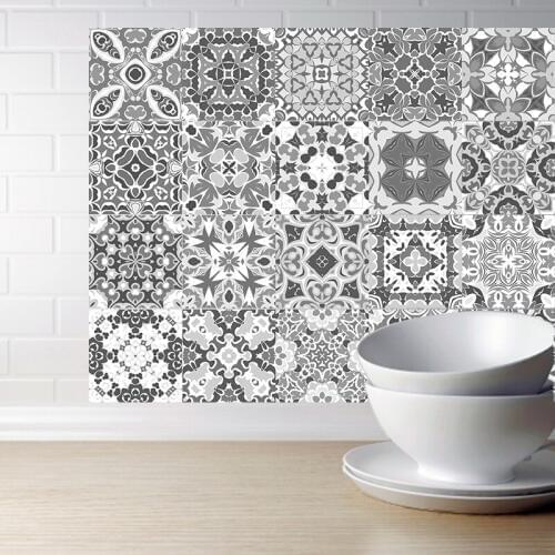 Retro Grey Vintage Tiles Stickers Bathroom Kitchen Washable Waterproof PVC Wall Stickers Art Wall Decals 20x100cm