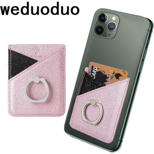 Luxury Leather card holder Mobile Phone Wallet For iPhone 11 X XS Max Ring Holder Pocket Card Slot Sticker For Xiaomi Huawei