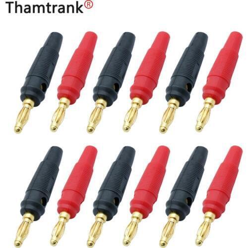 10pcs/5pairs Pin Banana plug Gold Plated Copper 4mm Banana connector Speaker plug solderless