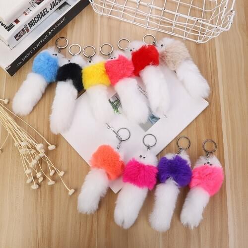 The cute little fox pendants, the imitation of the rabbit hair-ball pendant, the small-mouse key-button, the small gift