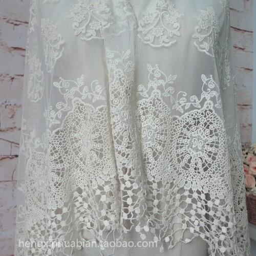 Ivory tassels 3D Wedding bridal Dress Applique DIY Bridal Headdress scarf veil Embroidered Lace Fabric Patch free shipping