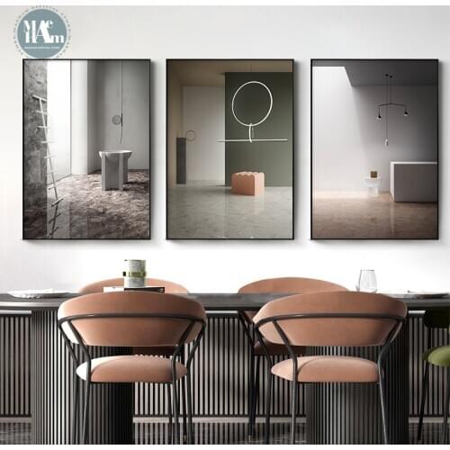 Modern Abstract building interior space art Wall Poster Print Canvas Painting Art Living Room Decoration Pictures Home Decor