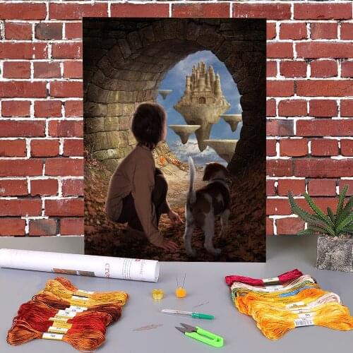 Woman Girl Printed Fabric 11CT Cross Stitch Complete Kit Embroidery DMC Threads Knitting Painting Handicraft Craft Jewelry