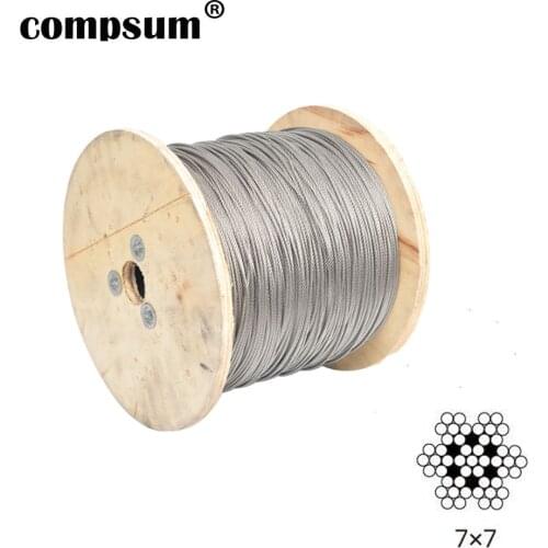 7X7 304 Stainless Steel Wire Rope Fishing Lifting Cable Clothesline 0.45mm/0.5mm/0.6mm/0.8mm/1mm/1.2/1.5mm/2mm/3mm