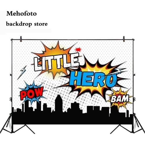 Mehofoto Superhero City Backdrop Super Hero Cityscape Photography Background Vinyl Child Kids Birthday Party Decoration 881