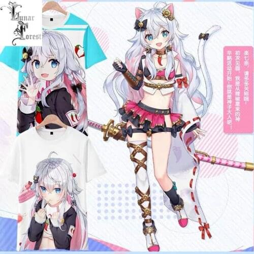 VTuber Kagura Nana 3D Printing T-shirt Summer Fashion Round Neck Short Sleeve Popular Streetwear Plus Size