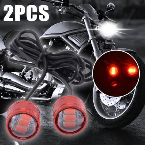 2pcs 12V 10W Motorcycle Rearview Mirror Decor Light 3LED Red Flash Strobe Lamp For ATV Scooter Off-road Decoration