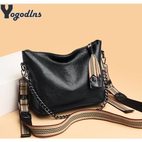 PU Leather Bucket Crossbody Bags For Women Chain High Capacity Handbags Purse Female Travel Luxury Designer Sling Shoulder Bag