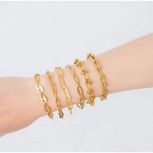 100% Stainless Steel Coffee Bean Knot Chain Bracelet For Women Men Gold/Silver Color Metal Chain Bracelets Pulseras Mujer
