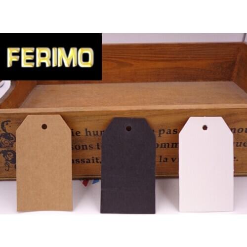 100pcs White Black Kraft Hang Tag Wedding Party Gift Tags Price Paper Label Tag Sewing Garment Tags Hemp String Included 4x7cm