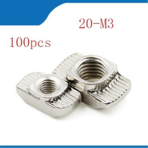 100pcs/lot M3 T-Nut 20 - M3 Hammer Head Block Nuts for 2020 Serie Aluminum Profile Extrusion DIY Connectors Slot 6 20-M3