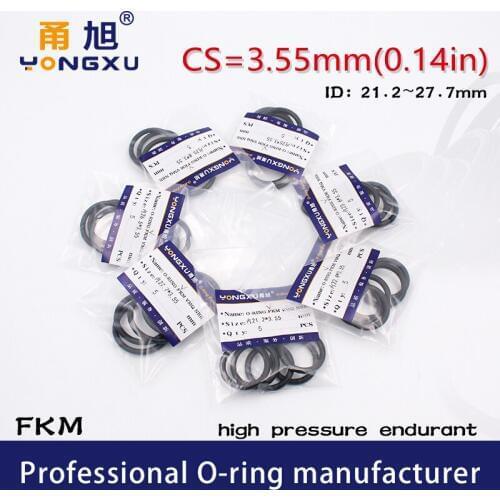 3PC/Lot Fluorine rubber Ring FKM Oring Seal CS3.55mm ID21.2/22.4/23.6/25/25.8/26.5/27.7*3.55mm O Ring Gasket Ring Sealing Washer