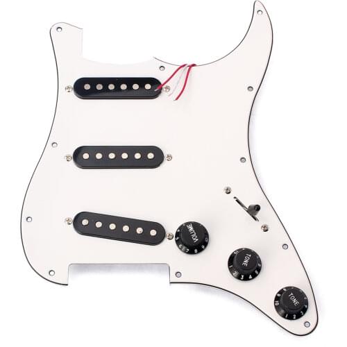 3 Ply SSS Electric Guitar Part Prewired Loaded Pickup Pickguard Assembly White