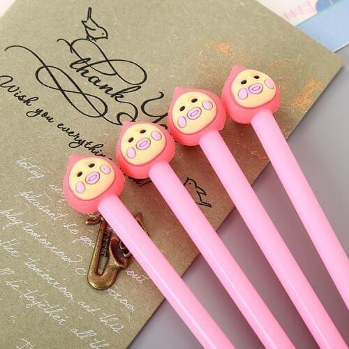 30 PCS Creative Stationery 3d Silicone Peach-jun Neutral Pen Cute Cartoon Water-based Office Signature Pen kawaii stationary