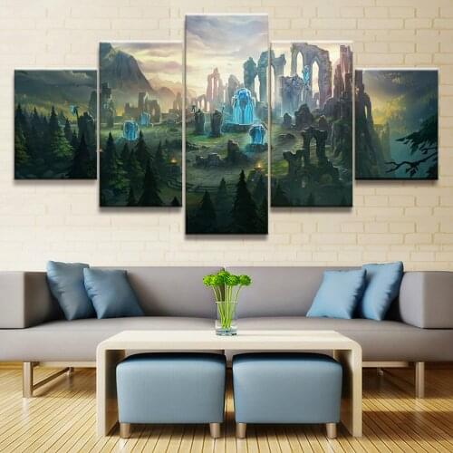 5 Panel League Of Legends Gamer Canvas Posters Modular Wall Art Modern Pictures HD Paintings Home Decor Living Room Decoration