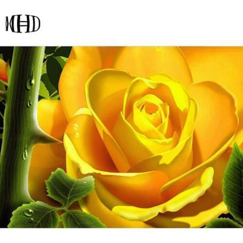 5d diy Diamond Painting Yellow Rose Cross Stitch Animal Diamond Embroidery Flower Mosaic Crystal Decoration Art Sewing Gifts