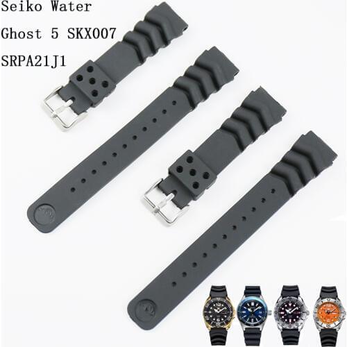 Watch accessories pin buckle 22mm 24mm for Seiko silicone strap 5 SRP601J1 PROSPEX series SRP777J1 mens waterproof sports strap