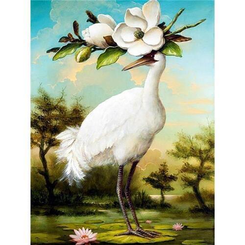 Diamond Painting Cross Stitch red-crowned crane Animal 5D Diamond Embroidery DIY Full Round Crystal Diamond
