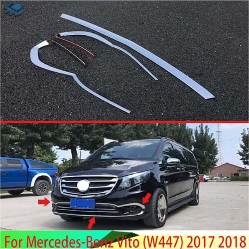 For Mercedes-Benz Vito (W447) 2017 2018 Car Accessories ABS Chrome Plated Before The Bar Bumper Cover Shield Trim