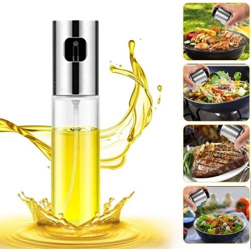 Stainless Steel Spray Bottle Sprayer Household Barbecue Kitchen Push Type Atomization Oil Control Leak-proof Glass Bottle