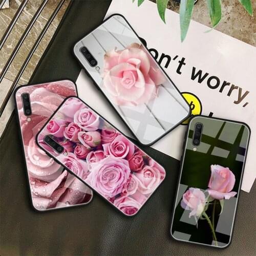 Flowers Rose Tempered Glass Case For Samsung Galaxy A10S A10E A20S A20E A30S A40 A50S A60 A70 A80 A90 A6 A7 A8 Shell