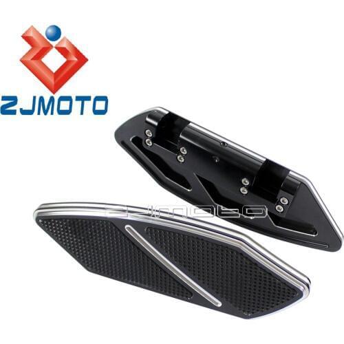 Black Motorcycle Rear Passenger Footrests Footboard Floorboard For Harley Touring Road King Softail 1984-2015 w/ Floorboards