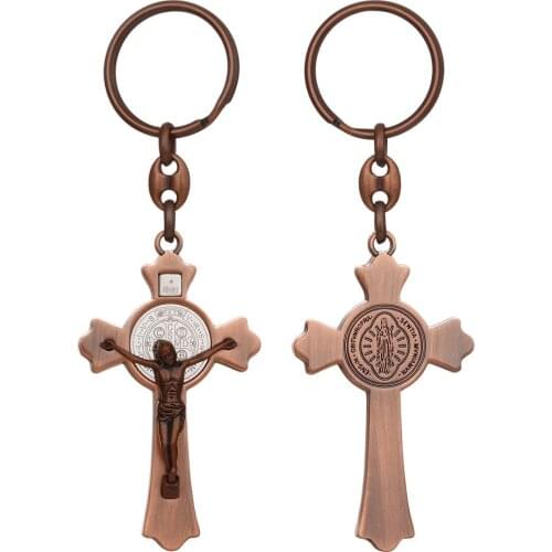 Christian Crucifix Jesus Cross Pendant Key Ring Alloy Bag Car Keychain Religious Key Chain Easy to Carry Accessories Jewelry