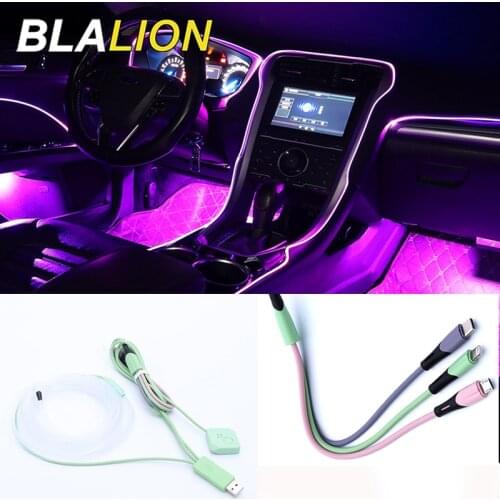 Car Interior Decorative Ambient Lights USB Atmosphere Lamp Rgb Optical Fiber Strip 12V Sound Control Neon Lamp Auto Accessories