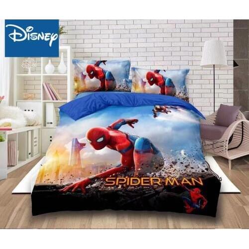 Disney spider man single size bedding set for boys fitted sheet twin duvet covers 3-4pcs bedroom decor birthdays gift hot sale