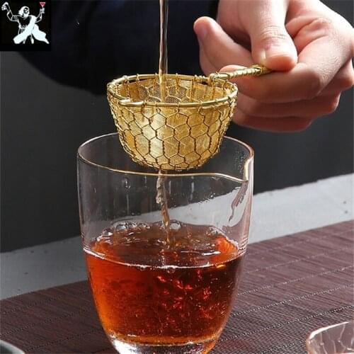 Japanese Style Fine Copper Handmade Double Layer Cocktail Strainer Handcrat Conical Cocktail Sieve Great Juice Strainers