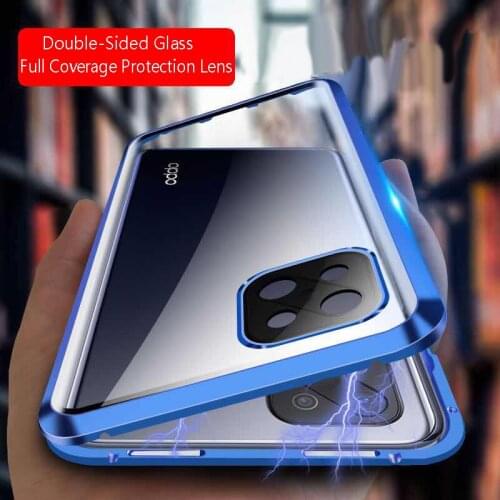 Double Sided Full All-Inclusive Lens Magnetic Phone Case For OPPO A15 A31 A53 A52 A54 A72 A73 A74 A92 A5 A9 A94 Tempered Glass