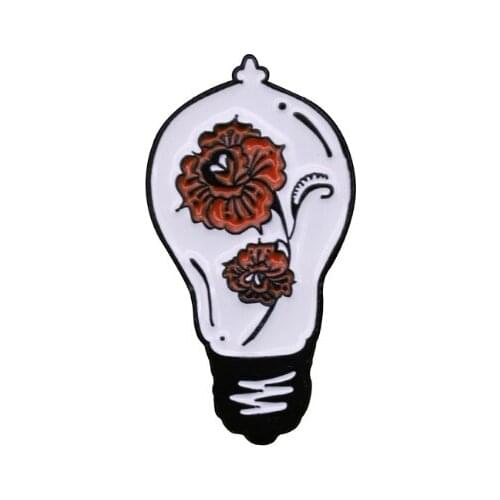 Cartoon Cute Red Flower Rose Bulb Enamel Brooch Alloy Badge Cowboy Clothes Bag Pin Punk Accessories Woman Jewelry Gift For Kid