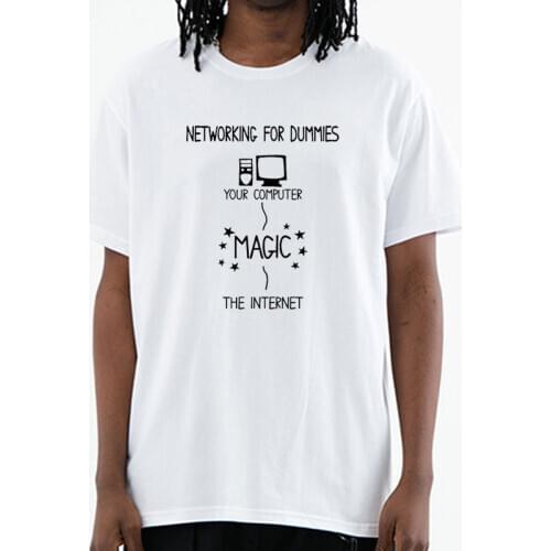 Networking For Dummies T-Shirt Men Funny Geek Nerd It Computer Gift Programmer Mens Cotton Casual Short Sleeve Tshirt Tops