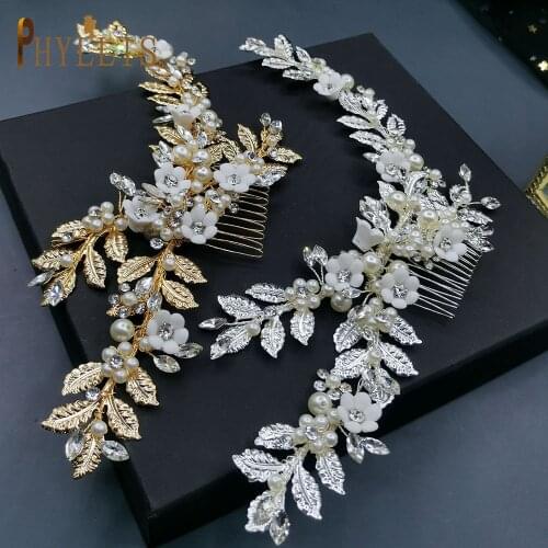 AS337 Wedding Hair Comb for Hair Ceramic Flowers Bridal Headwear Luxury Bride Hair Tiara Rhinestone Women Headbpiece