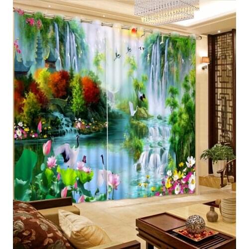 Chinese Oil Painting Bedroom Curtains Living Room Curtains Nature scenery Curtains For Window Modern Children Curtains