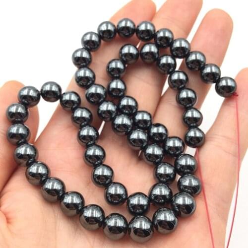 Natural Stone Hematite Round Loose Beads 4 6 8 10 12mm DIY Necklace Bracelet Jewelry Making Accessories Finding Craft 15inch A40