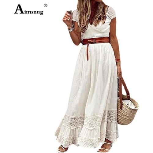 European Style 2021 Patchwork Lace Party Dress Women Elegant Sexy V-neck Long Maxi Dresses Plus Size Femme Vestido Robe Dress