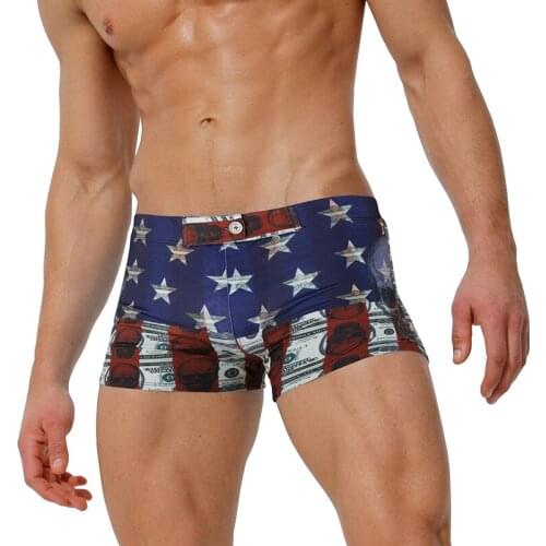 Brand new mans printed swim briefs high quality sexy man beach surfing swimming briefs male quick dry swimwear sport boxers