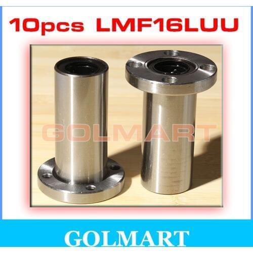 10pcs 16mm linear bearing 16x28x70mm LMF16LUU Lengthening Round Flange Linearlager lang rund Flanschlager for 16mm rail shaft