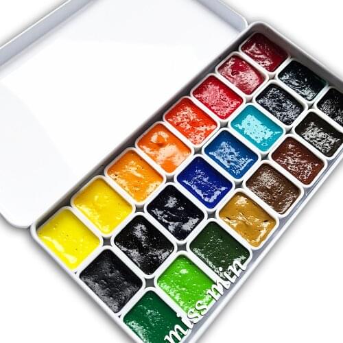 M.Graham Original Artist Watercolor Paint Set 24 /36 Colors 0.8ml Small Tin Box Quarter Pans Aquarelle Art Supplies