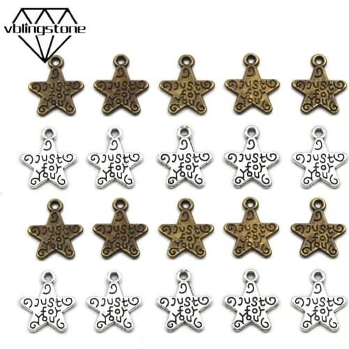 50Pcs Just For You Tags Star Metal Labels Handmade Labels Bronze Sliver Charms For Hair Tie Decoration Sew Crafts Jewelry Making