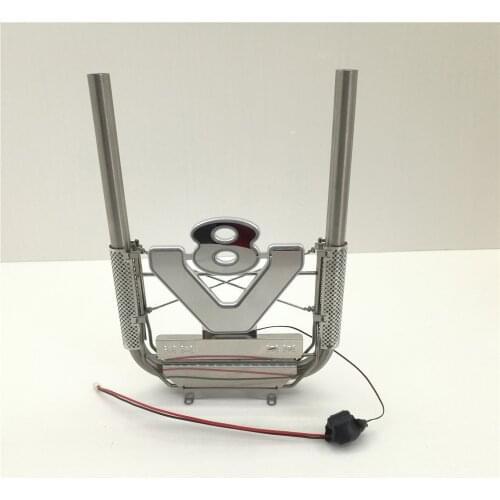 Metal Simulation Exhaust Set For 1:14 Rc Toy Car Tamiya Scania Truck R470 620 730 56323 Actros Chimney Pipe With LED V8 Light