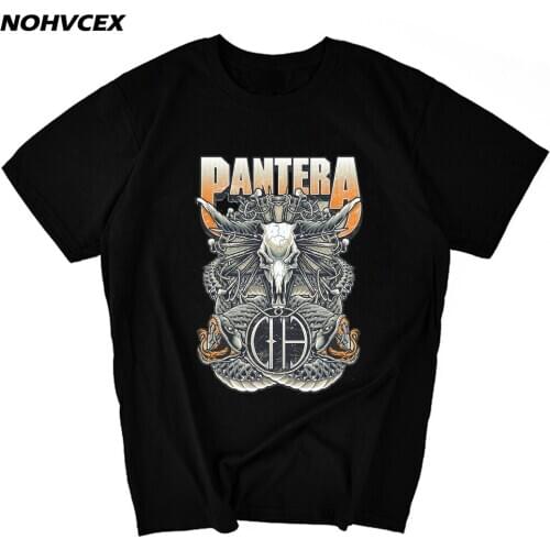 Fashion Summer Hip Hop Casual Cotton Short Sleeved T Shirt Slim Custom Printed Pantera Rock Band Fashion