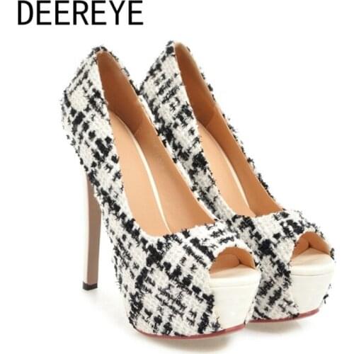 Trendy Mix Color Cloth Fish Mouth 13.5cm High Heel Peep Toe Women Pumps For Sexy Night Club Ladies Sandals Shoes Size 34-40