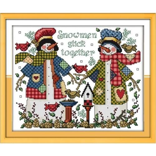 Christmas snowman cross stitch DIY kit, 11CT printed embroidered cloth small size handmade simple embroidery paintings