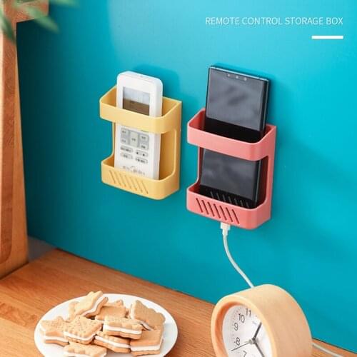 Wall Storage Box for Remote Control Phone Facial Cleanser Toothpaste Comb Home Organizer Rack Wall Mounted Charging Phone Holder
