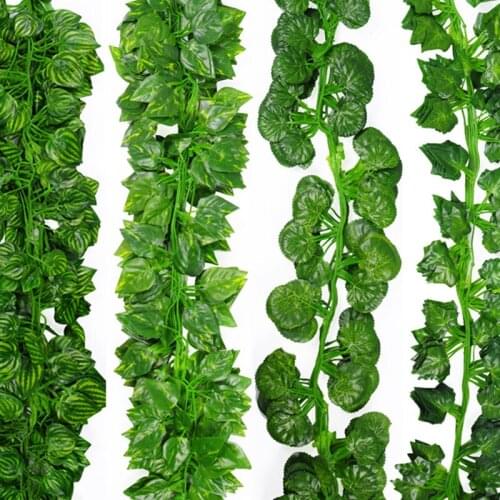 Small artificial leaf ivy rattan fake green leaf vine artificial flower creeper leaf 2.1m 12 strips / bag