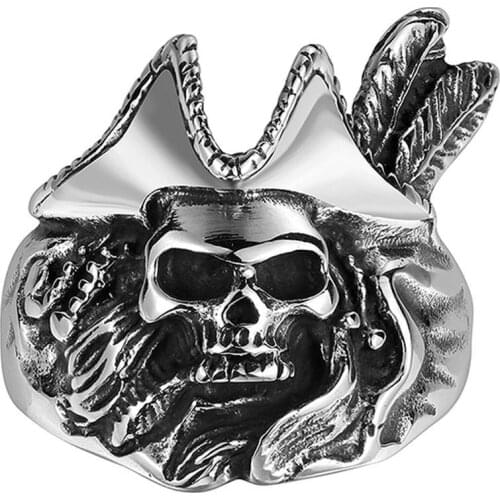 2017 New Punk Gothic Pirate Ring 316L Stainless Steel Mens Women Fashion Biker Fashion Pirate Ring