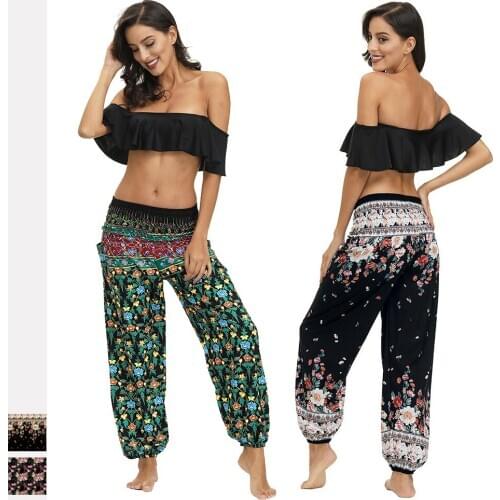 2021 New Men Women Yoga Pants Women Thai Harem Trousers Boho Festival Hippy Smock High Waist Leggings Yoga Pants