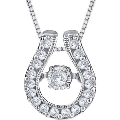 Huitan Unique U Designed Pendant Necklace for Women Luxury Inlaid Cubic Zirconia Wedding Engagement Jewelry Statement Necklaces